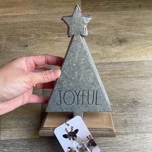 ⭐️ Rae Dunn galvanized metal sign reads JOYFUL